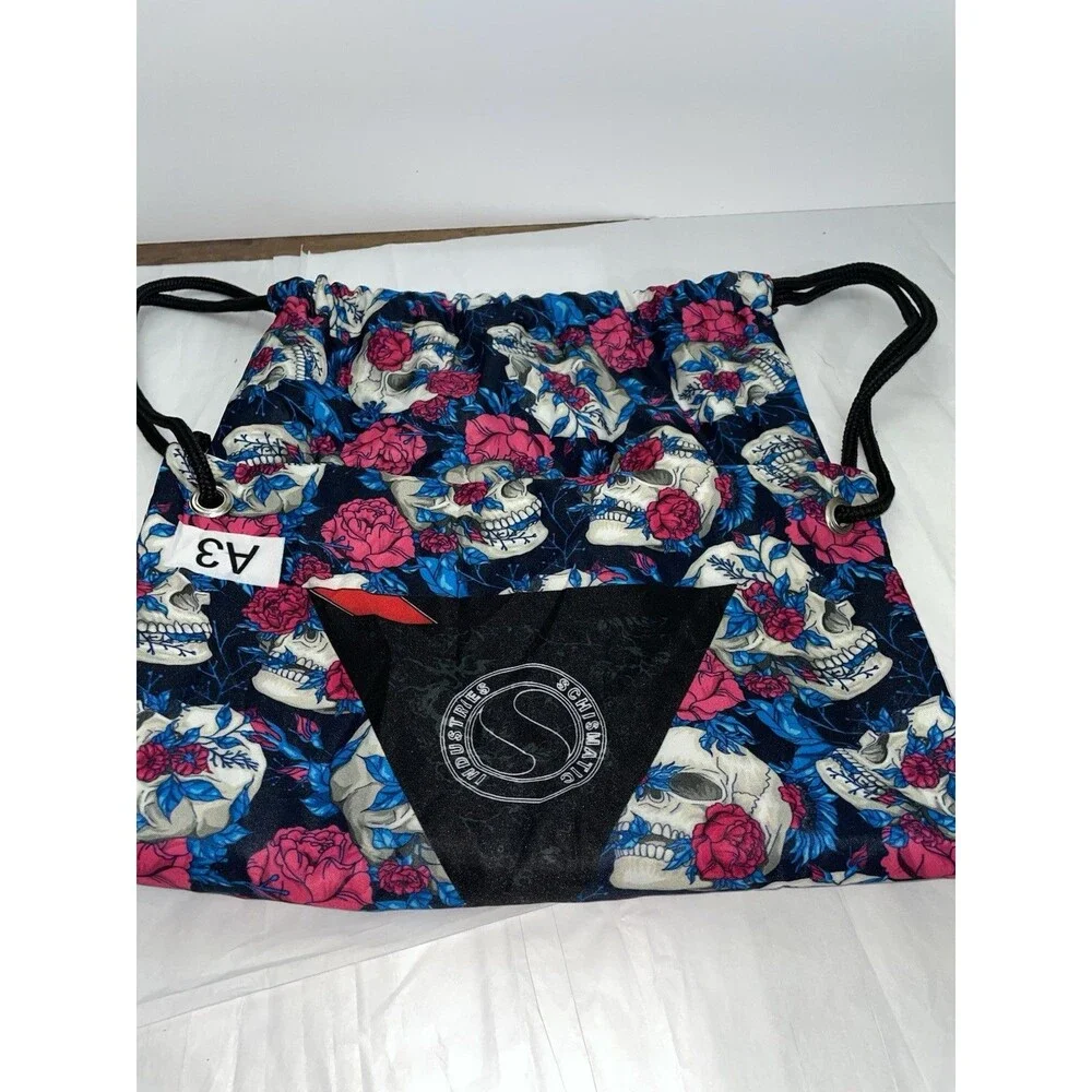 Schismatic Industries Sugar Skull Roses Drawstring Bag Cinch Sack BJJ Gear